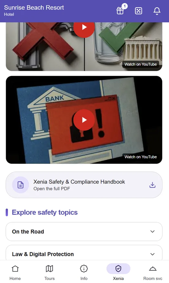 The Xenia safety guide with videos and the handbook